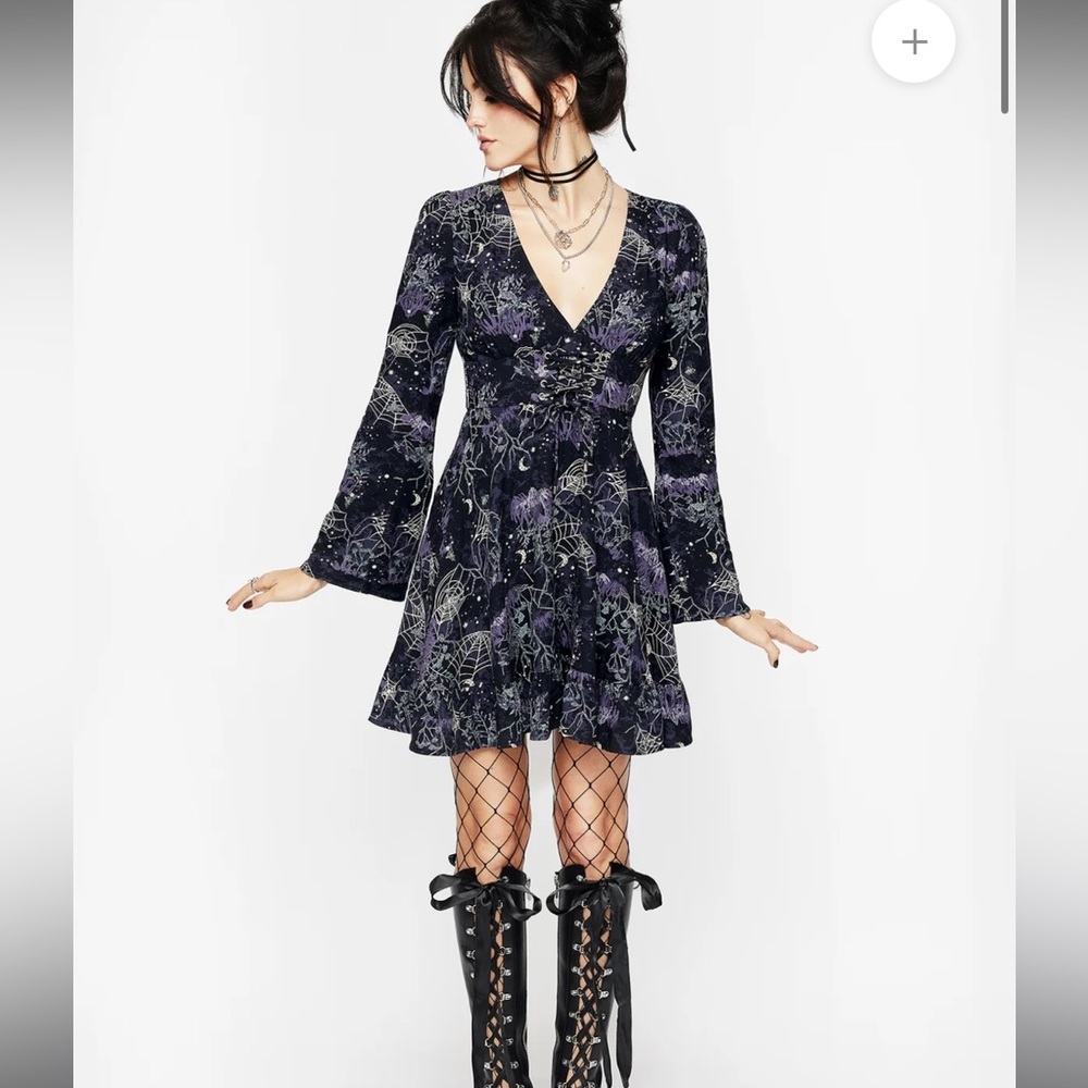 Hawthorn Flute Sleeve Lace Up Mini Dress